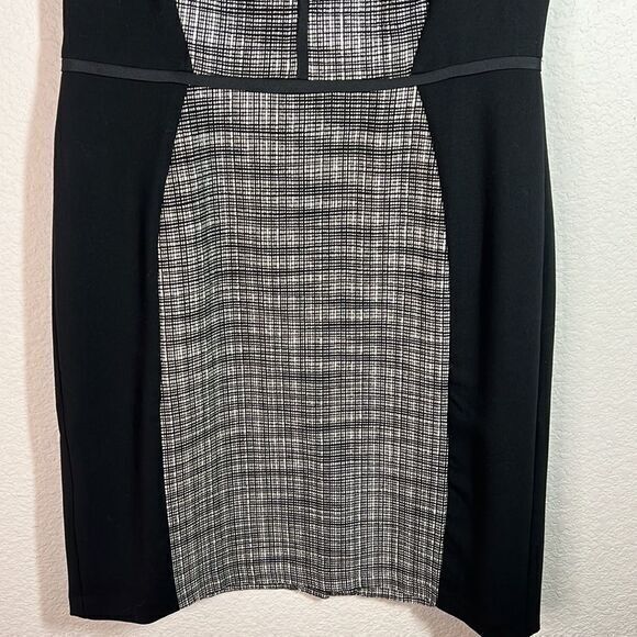 Ann Taylor LOFT Black Tweed Stripe Floral Sleeveless Sheath Dress Women's 6P‎ - Picture 3 of 9